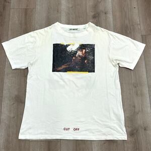 Off-White  Caravaggio Printing Tee T Shirt White Black Size XL Oversized B2